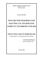 Đảng bộ tỉnh ninh bình lãnh đạo công tác xóa đói giảm nghèo từ năm 2006 đến năm 2010 