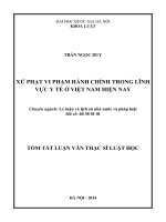 XỬ PHẠT VI PHẠM HÀNH CHÍNH TRONG LĨNH VỰC Y TẾ Ở VIỆT NAM HIỆN NAY