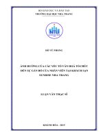 Ảnh hưởng của các yếu tố văn hóa tổ chức đến sự gắn bó của nhân viên tại khách sạn sunrise nha trang  