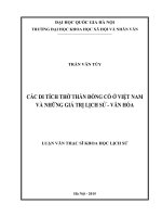 Luận văn các di tích thờ thần đồng cổ ở Việt Nam và những giá trị lịch sử  văn hóa