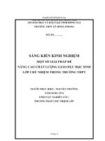SKKN một số GIẢI PHÁP để NÂNG CAO CHẤT LƯỢNG GIÁO dục học SINH lớp CHỦ NHIỆM TRONG TRƯỜNG THPT 