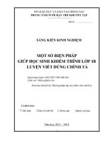 skkn một số BIỆN PHÁP GIÚP học SINH KHIẾM THÍNH lớp 1b LUYỆN VIẾT ĐÚNG CHÍNH tả 