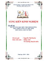 SKKN dạy kĩ năng đọc hiểu theo định hướng phát triển năng lực học sinh môn tiếng anh cấp THPT 