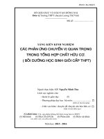 skkn các PHẢN ỨNG CHUYỂN vị QUAN TRỌNG TRONG TỔNG hợp CHẤT hữu cơ  ( bồi DƯỠNG học SINH GIỎI cấp THPT)