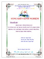 SKKN phát huy tính tích cực và năng lực sử dụng ngôn ngữ của học sinh trong các giờ học noi tiếng anh ở trường trung học phổ thông 