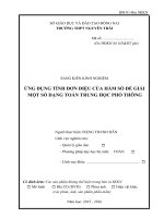 skkn ỨNG DỤNG TÍNH đơn điệu của hàm số để GIẢI một số DẠNG TOÁN TRUNG học PHỔ THÔNG 