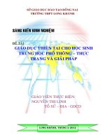 SKKN GIÁO dục THIÊN TAI CHO học SINH THPT   THỰC TRẠNG và GIẢI PHÁP 