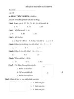 ĐỀ KIỂM TRA môn TOÁN lớp 1