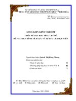 skkn THIẾT kế dạy học THEO CHỦ đề để PHÁT HUY TÍNH TÍCH cực và tự lực của học VIÊN 