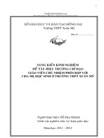 SKKN HIỆU TRƯỞNG CHỈ đạo GIÁO VIÊN CHỦ NHIỆM PHỐI hợp với CHA mẹ học SINH ở TRƯỜNG THPT XUÂN mỹ  