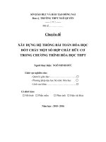 skkn xây DỰNG hệ THỐNG bài TOÁN hóa học đốt CHÁY một số hợp CHẤT hữu cơ TRONG CHƯƠNG TRÌNH hóa học THPT 
