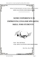skkn tiếng anh thpt  SOME EXPERIENCE IN IMPROVING ENGLISH SPEAKING SKILL FOR STUDENTS
