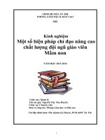 SKKN một số biện pháp chỉ đạo nâng cao chất lượng đội ngũ giáo viên mầm non  