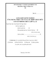 skkn ỨNG DỤNG THỰC tế CỦA CÁC hợp CHẤT hữu cơ CÓ NHÓM CHỨC lớp 11, 12 