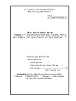 Tên SKKN tìm HIỂU về PHƯƠNG PHÁP dạy học THEO dự án và THỬ NGHIỆM ỨNG DỤNG TRONG dạy học SINH học 12 