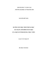 HƯỚNG dẫn học SINH TRUNG học xây DỰNG mô HÌNH TOÁN học của một số TÌNH HUỐNG THỰC TIỄN