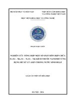 Nghiên cứu tổng hợp một số oxit hỗn hợp chứa Fe (Fe - Mn,Fe - Nd, Fe - Ti) kích thước nanomet ứng dụng để xử lý Asen trong nước sinh hoạt