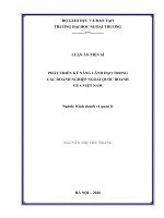 Luận án phát triển kỹ năng lãnh đạo trong các doanh nghiệp ngoài quốc doanh của việt nam