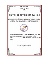 ĐÁNH GIÁ CHẤT LƯỢNG PHỤC vụ bộ PHẬN lễ tân  tại KHÁCH sạn MIDTOWN HUẾ