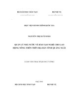 QUẢN lý NHÀ nước về đào tạo NGHỀ CHO LAO ĐỘNG NÔNG THÔN TRÊN địa bàn TỈNH QUẢNG NGÃI