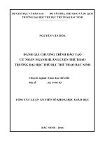 Đánh giá chương trình đào tạo cử nhân ngành Huấn luyện thể thao Trường Đại học TDTT Bắc Ninh