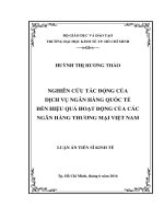 Nghiên cứu tác động của dịch vụ ngân hàng quốc tế đến hiệu quả hoạt động của các ngân hàng thương mại Việt Nam