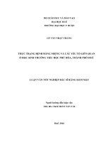 Thực trạng bệnh răng miệng và các yếu tố liên quan ở học sinh trường tiểu học phú hòa, thành phố huế