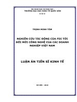 Nghiên cứu tác động của FDI tới đổi mới công nghệ của các doanh nghiệp Việt Nam