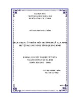 THỰC TRẠNG ô NHIỄM môi TRƯỜNG ở xã vạn NINH, HUYỆN QUẢNG NINH, TỈNH QUẢNG BÌNH