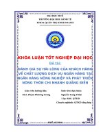 Đánh giá sự hài lòng của khách hàng về chất lượng dịch vụ ngân hàng tại ngân hàng nông nghiệp và  phát triển nông thôn chi nhánh huyện quảng điền