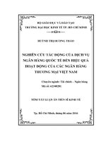 Nghiên cứu tác động của dịch vụ ngân hàng quốc tế đến hiệu quả hoạt động của các ngân hàng thương mại Việt Nam