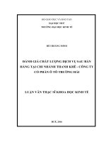 ĐÁNH GIÁ CHẤT LƯỢNG DỊCH vụ SAU bán HÀNG tại CHI NHÁNH THANH KHÊ   CÔNG TY cổ PHẦN ô tô TRƯỜNG hải