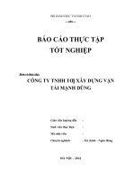 Tiểu luận phân tích HOạT ĐỘNG sản XUẤT KINH DOANH của CÔNG TY TNHH xây DỰNG vận tải MẠNH DŨNG