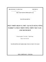 PHÁT TRIỂN DỊCH vụ THẺ  tại NGÂN HÀNG NÔNG NGHIỆP và PHÁT TRIỂN NÔNG THÔN VIỆT NAM – CHI NHÁNH HUẾ