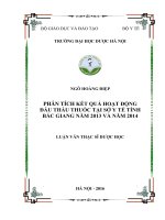 Phân tích kết quả hoạt động đấu thầu thuốc tại sở y tế tỉnh bắc giang năm 2013 và năm 2014