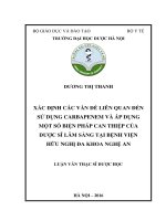Xác định các vấn đề liên quan đến sử dụng carbapenem và áp dụng một số biện pháp can thiệp của dược sĩ lâm sàng tại bệnh viện hữu nghị đa khoa nghệ an