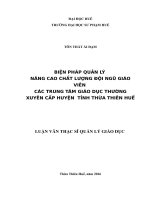 Biện pháp quản lý nâng cao chất lượng đội ngũ giáo viên các trung tâm giáo dục thường xuyên cấp huyện tỉnh thừa thiên huế