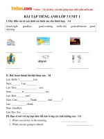 Bài tập Tiếng Anh lớp 3 Unit 1