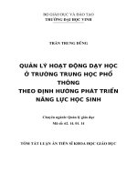 Quản lý hoạt động dạy học ở trường trung học phổ thông theo định hướng phát triển năng lực học sinh (TT)