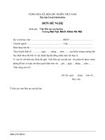 Đơn xin mượn phòng bảo vệ luận văn Thạc sĩ HUST