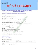 CHUYÊN ĐỀ PHƯƠNG TRÌNH MŨ VÀ HÀM LOGARIT