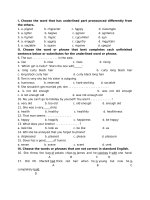 đề thi trắc nghiệm tiếng anh 8 có key