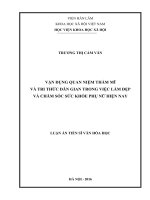 luận án vận dụng quan điểm thẩm mĩ và tri thức dân gian trong việc làm đẹp và chăm sóc sức khỏe phụ nữ hiện nay