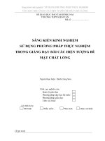 skkn SÁNG KIẾN KINH NGHIỆM áp DỤNG PHƯƠNG PHÁP THỰC NGHIỆM vào dạy học ở bài các HIỆN TƯỢNG bề mặt CHẤT LỎNG 