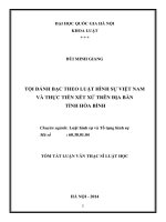 TỘI ĐÁNH bạc THEO LUẬT HÌNH sự VIỆT NAM và THỰC TIỄN xét xử TRÊN địa bàn TỈNH hòa BÌNH  