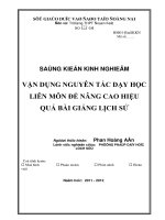 SKKN vận DỤNG NGUYÊN tắc dạy học LIÊN môn để NÂNG CAO HIỆU QUẢ bài GIẢNG LỊCH sử 