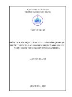 Phân tích tác động của cơ cấu vốn tới lợi nhuận trước thuế của các doanh nghiệp có vốn đầu tư nước ngoài trên địa bàn tỉnh khánh hòa 
