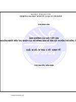 Việc tiếp cận nguồn nước và thu nhập của hộ nông dân tỉnh Bắc Kan