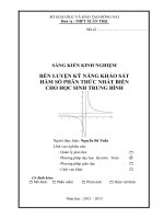 SKKN rèn LUYỆN kỹ NĂNG KHẢO sát hàm số PHÂN THỨC NHẤT BIẾN CHO học SINH TRUNG BÌNH 