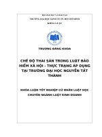 Luận văn tốt nghiệp cử nhân luật kinh tế về CHẾ độ THAI sản TRONG LUẬT bảo HIỂM xã hội và thực tiễn áp dụng